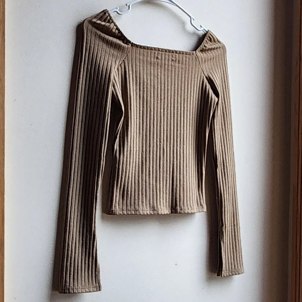 Madewell Tan Ribbed Stretch Crop Top Size XXS
